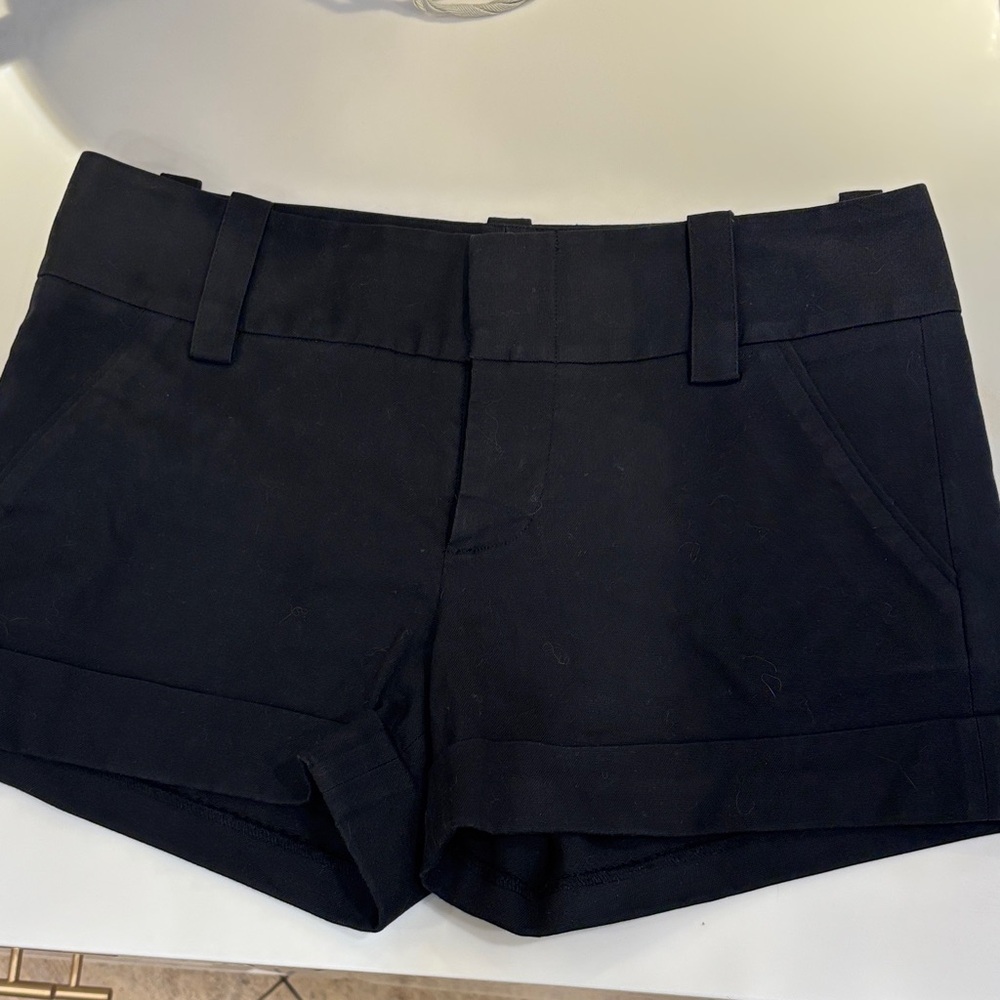 Alice + Olivia Cady Black High-Waist Tailored Shorts